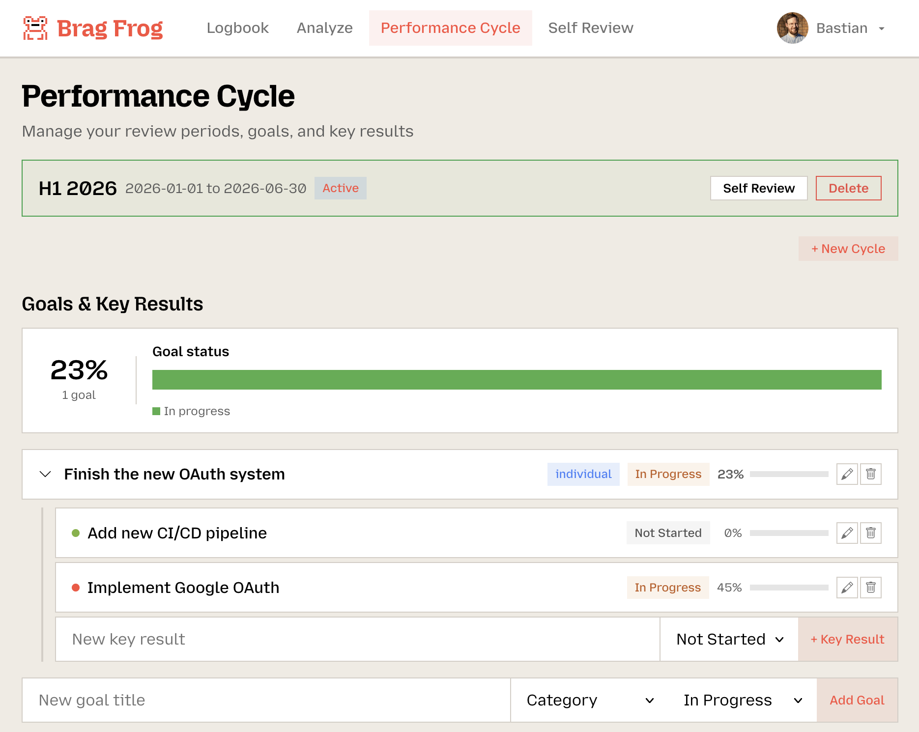 Goals and key results hierarchy